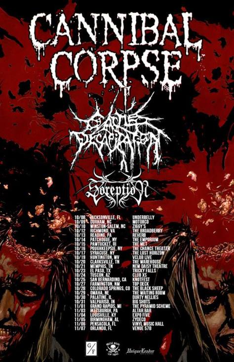 Cannibal Corpse Fall 2015 Tour